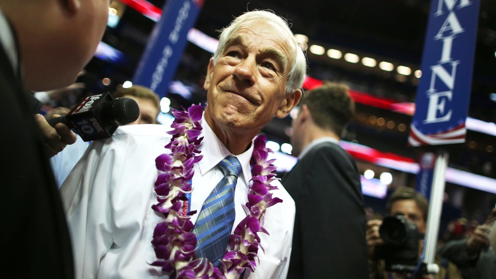 Rep. Ron Paul (R-TX) walks the arena floor during the second day of the Republican National Convention at the Tampa Bay Times Forum on Aug. 28, 2012 in Tampa, Fla.