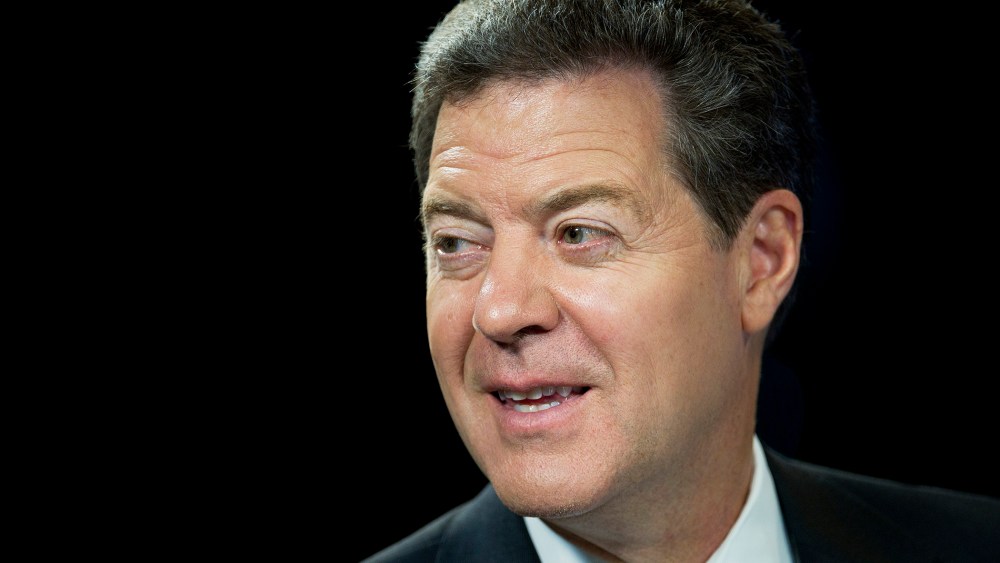 Sam Brownback, governor of Kansas, speaks during a Bloomberg Television interview, Aug. 28, 2012.