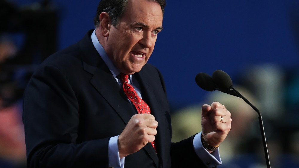 Former Arkansas Gov. Mike Huckabee speaks at the Tampa Bay Times Forum on August 29, 2012 in Tampa, Florida.