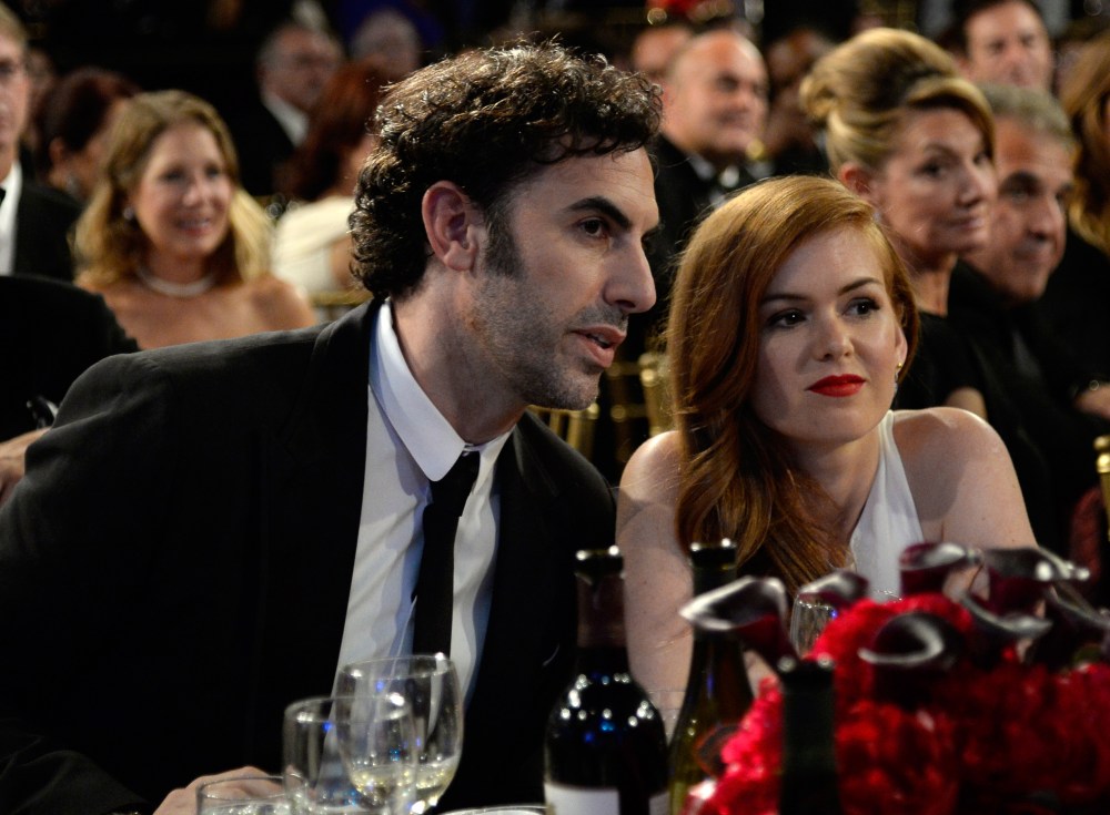 Actors Sacha Baron Cohen and Isla Fisher attend the 2013 BAFTA LA Jaguar Britannia Awards on Nov. 9, 2013 in Beverly Hills, Calif. (Photo by Kevork Djansezian/BAFTA LA/Getty)