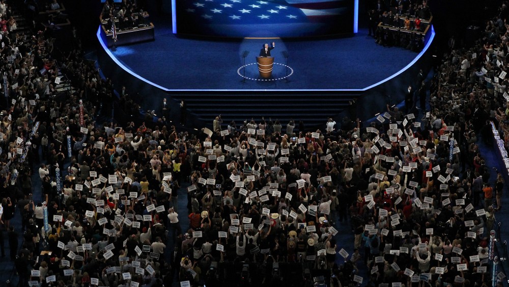 Former U.S. President Bill Clinton speaks on stage during day two of the Democratic National Convention at Time Warner Cable Arena on Sept. 5, 2012 in Charlotte, N.C.