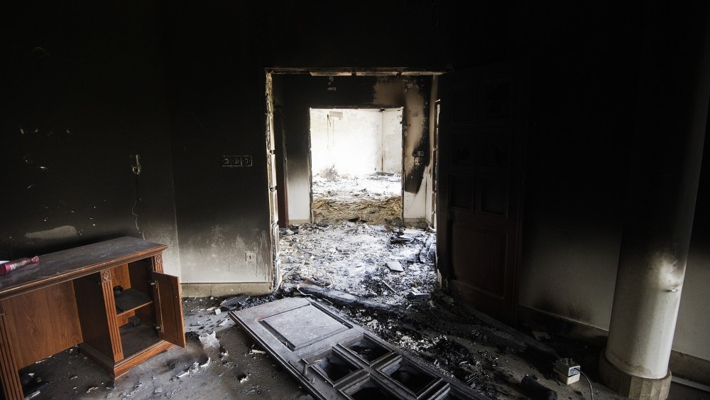 A view inside the burnt US consulate building in Benghazi, Libya on September 13, 2012.