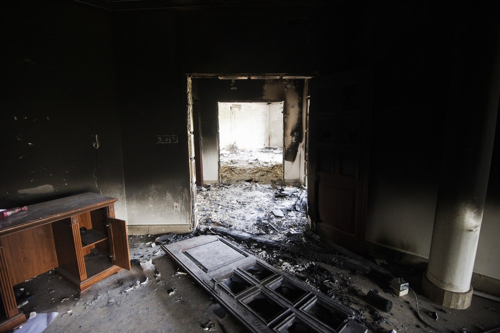 A view inside the burnt US consulate building in Benghazi, Libya on September 13, 2012.