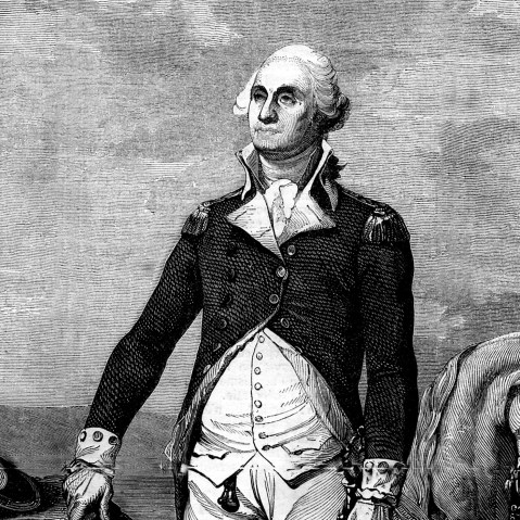 Engraving of George Washington, First President of the United States of America.