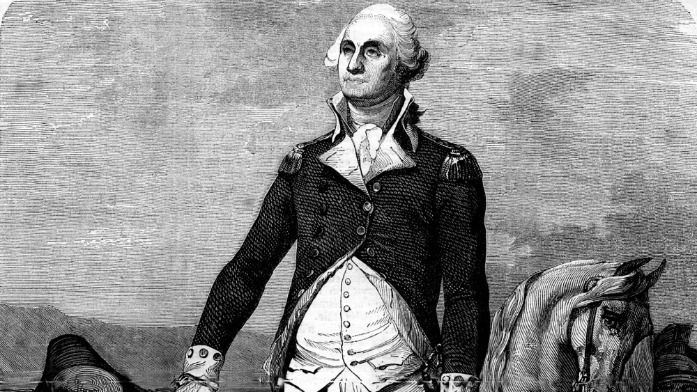 Engraving of George Washington, First President of the United States of America.