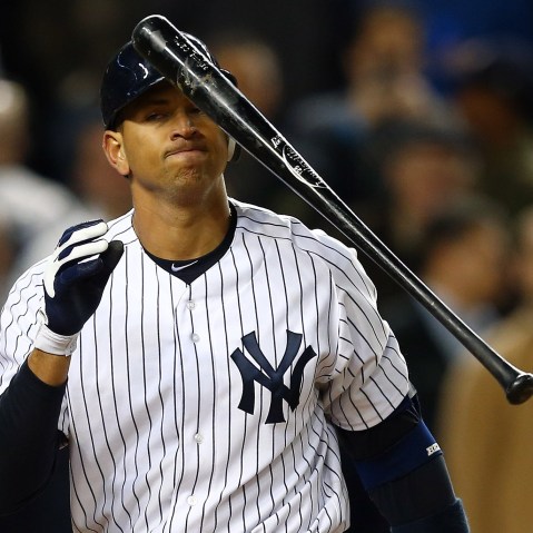 File Photo: Alex Rodriguez #13 of the New York Yankees reacts after striking out  during Game Four of the American League Division Series against the Baltimore Orioles at Yankee Stadium on October 11, 2012 in the Bronx borough of New York City.  (Photo...