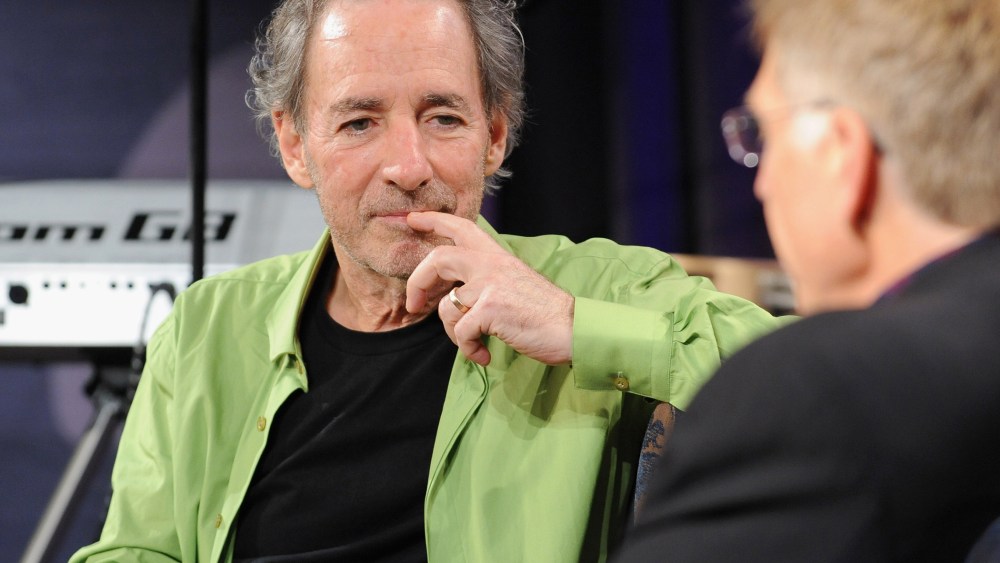 Harry Shearer (L) onstage with GRAMMY Museum executive director Bob Santelli during The Drop: Harry Shearer at The GRAMMY Museum on Oct. 22, 2012 in Los Angeles, Calif. (Photo by Mark Sullivan/WireImage/Getty)