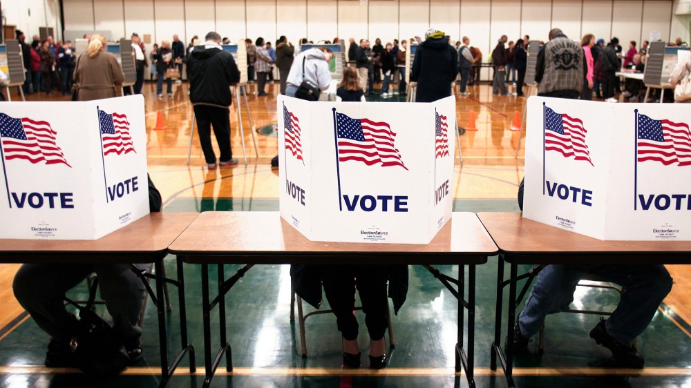 U.S. citizens vote in the presidential election at Carleton Middle School Nov. 6, 2012 in Sterling Heights, Mich.