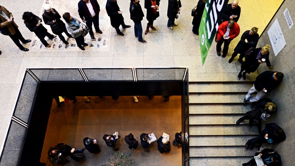 Voters line up to cast their vote at the Boston Public Library, November 6, 2012.