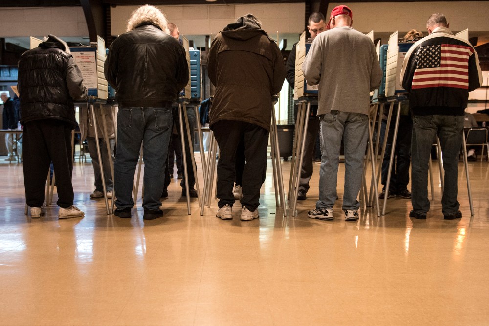 People vote at the United Auto Workers Local 1250 Hall during election day Nov. 6, 2012 in Cleveland, Ohio. (Photo by Brendan Smialowski/AFP/Getty)