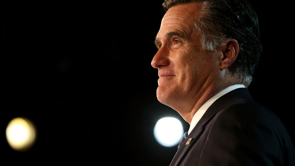 File Photo: Republican presidential candidate, Mitt Romney, speaks at the podium as he concedes the presidency during Mitt Romney's campaign election night event at the Boston Convention & Exhibition Center on November 7, 2012 in Boston,...