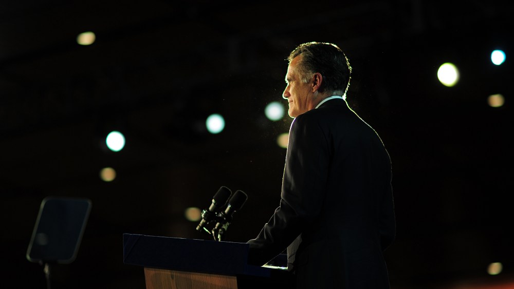 Republican presidential candidate Mitt Romney concedes defeat to US President Barack Obama on Nov. 7, 2012 in Boston, Mass. (Emmanuel Dunand/AFP/Getty)