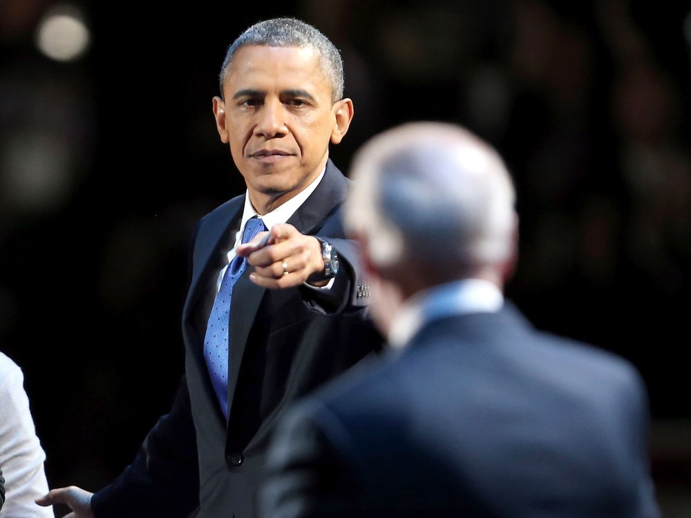 U.S. President Barack Obama and U.S. Vice President Joe Biden stand on stage during an election night event at McCormick Place November 6, 2012 in Chicago, Illinois. Obama won reelection against Republican candidate, former Massachusetts Governor Mitt...