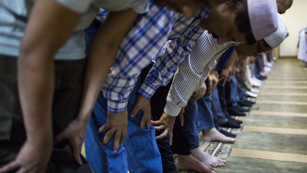 Muslim-American men attend noon-day prayers at the Dar-ul-Islah Mosque on Friday September 28, 2012 in Teaneck, New Jersey.