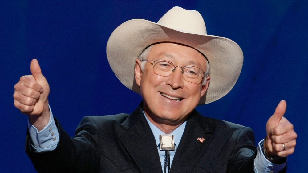 File Photo: U.S. Sen. Ken Salazar (D-CO) nominates U.S. Sen. Barack Obama (D-IL) for U.S. Presidentduring day three of the Democratic National Convention (DNC) at the Pepsi Center August 27, 2008 in Denver, Colorado. (Photo by Mark Wilson/Getty Images)
