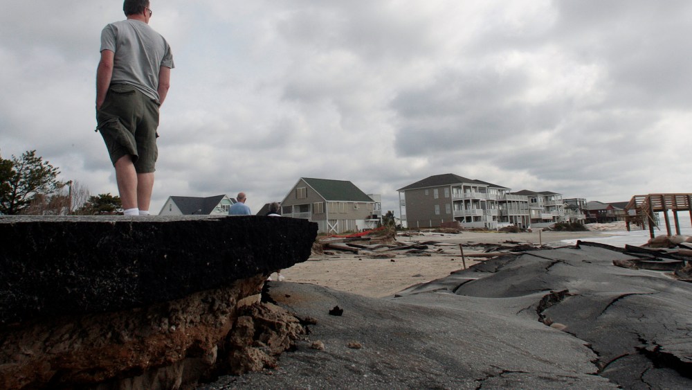Damaging erosion, as seen in Ocean Isle Beach, N.C., September 6, 2008.