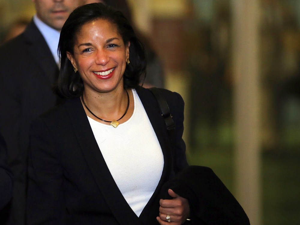 U.N. Ambassador Susan Rice leaves following a General Assembly vote granting Palestinians non-member observer status on November 29, 2012 in New York City. The resolution was approved by the 193-member body by a vote of 138-9, with 41 abstentions. The...