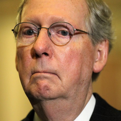 File Photo:  U.S. Senate Minority Leader Sen. Mitch McConnell (R-KY) listens during a news briefing after the weekly Senate Republican Policy Luncheon December 11, 2012 on Capitol Hill in Washington, DC. McConnell discussed various topics with the...