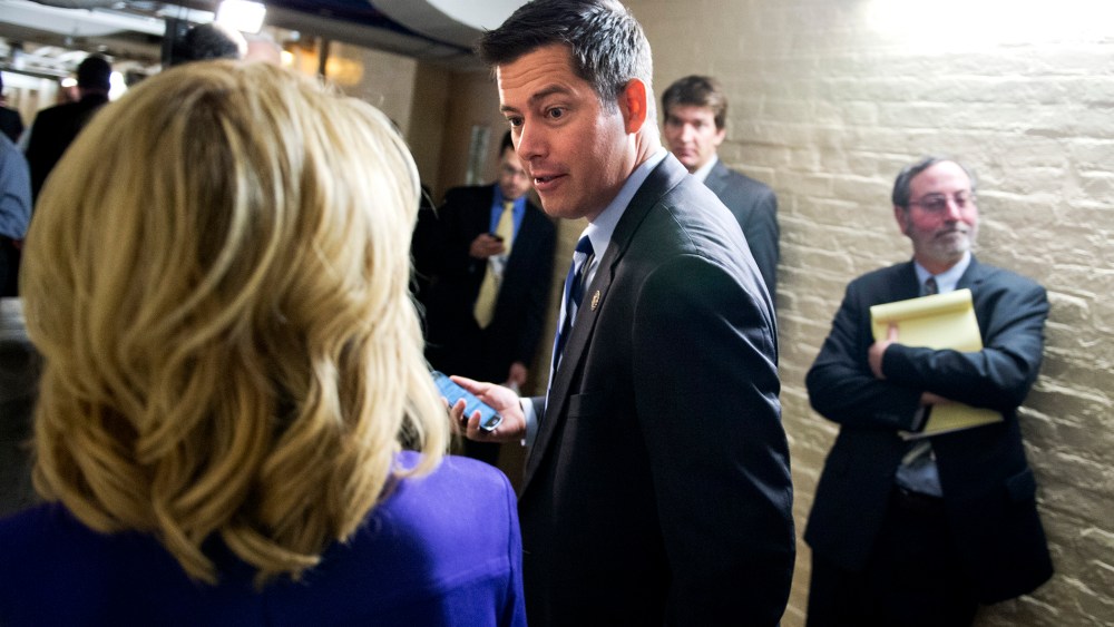 Rep. Sean Duffy, R-Wisc., leaves a meeting of the House Republican Conference in the Capitol.