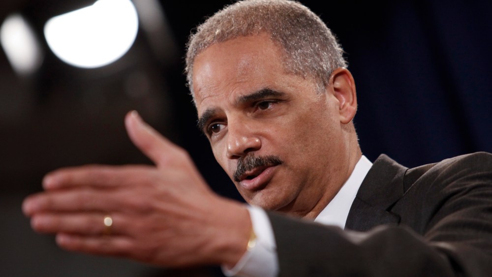 File Photo: U.S. Attorney General Eric Holder speaks during a news conference at the Justice Department, on December 19, 2012 in Washington, DC.  (Photo by Drew Angerer/Getty Images, File)