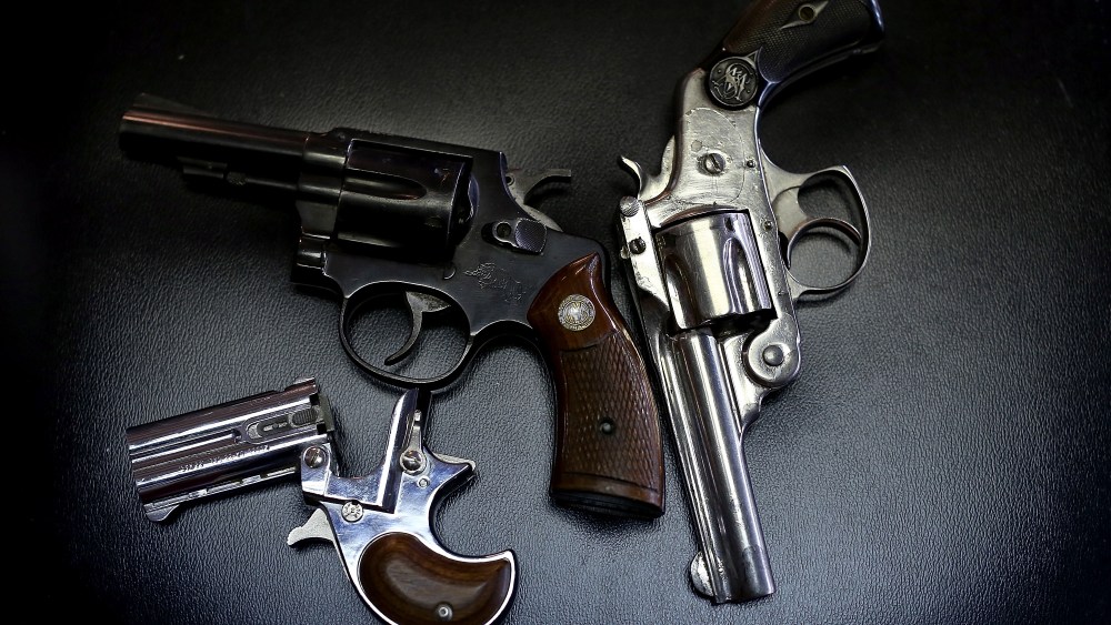 A detail view of pistols in Dallas, Texas.