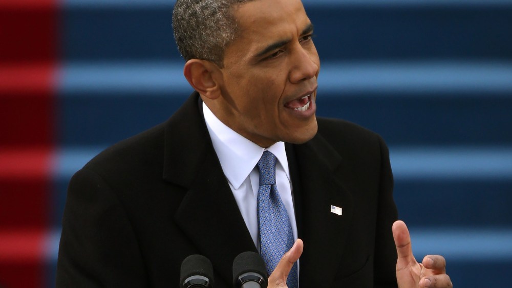 U.S. President Barack Obama speaks after being sworn in during the presidential inauguration on the West Front of the U.S. Capitol January 21, 2013 in Washington, DC.   Barack Obama was re-elected for a second term as President of the United States.  ...