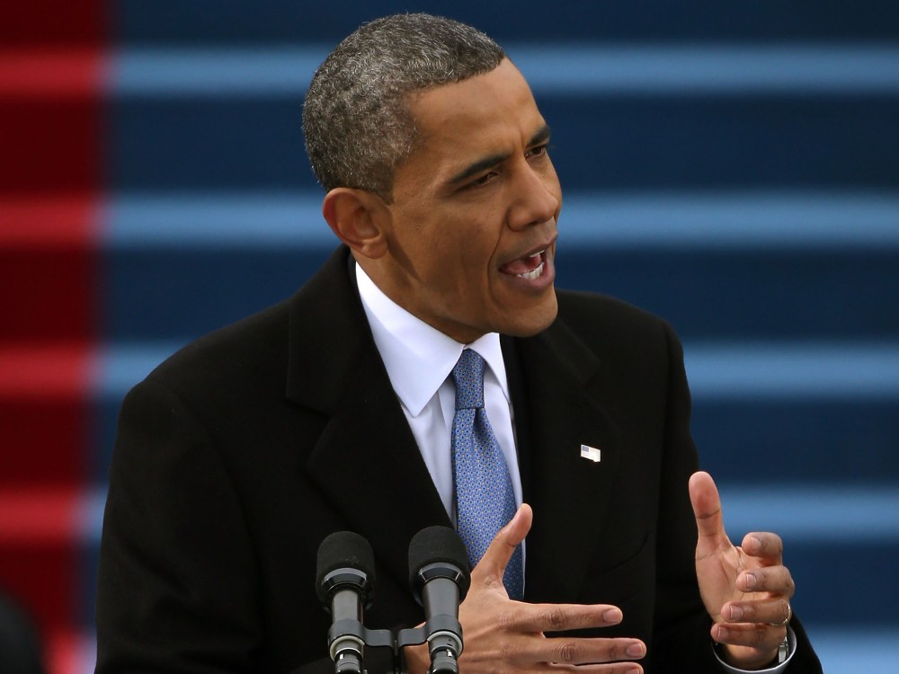 U.S. President Barack Obama speaks after being sworn in during the presidential inauguration on the West Front of the U.S. Capitol January 21, 2013 in Washington, DC. Barack Obama was re-elected for a second term as President of the United States. ...