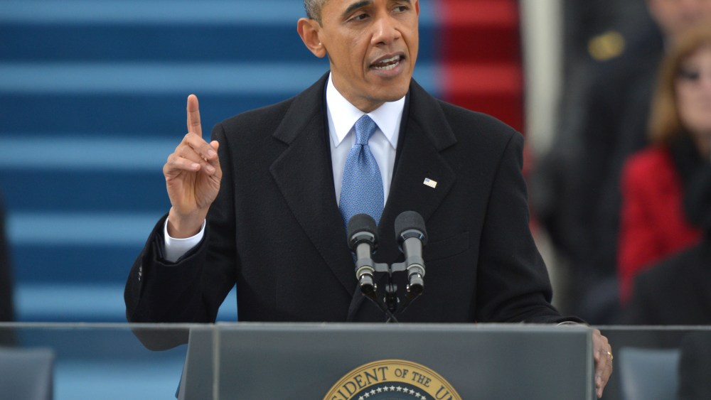 President Obama addresses the audience after taking the oath of office during the 57th Presidential Inauguration. (Photo by Jewel Samad /AFP/Getty Images)