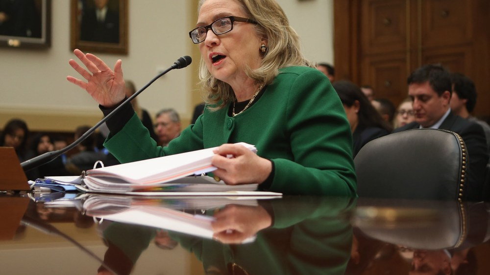 U.S. Secretary of State Hillary Clinton testifies before the House Foreign Affairs Committee on Capitol Hill January 23, 2013 in Washington, DC. Lawmakers questioned Clinton about the security failures during the September 11 attacks against the U.S....