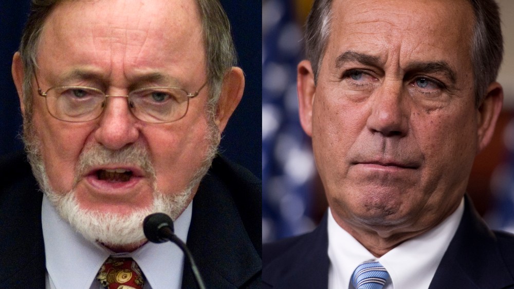 This composite shows images: (L-R) File Photo: Rep. Don Young, R-Alaska, is seen during the House Transportation and Infrastructure Subcommittee on June 24, 2009. (Photo by Scott J. Ferrell/Congressional Quarterly/Getty Images, File) Speaker John...