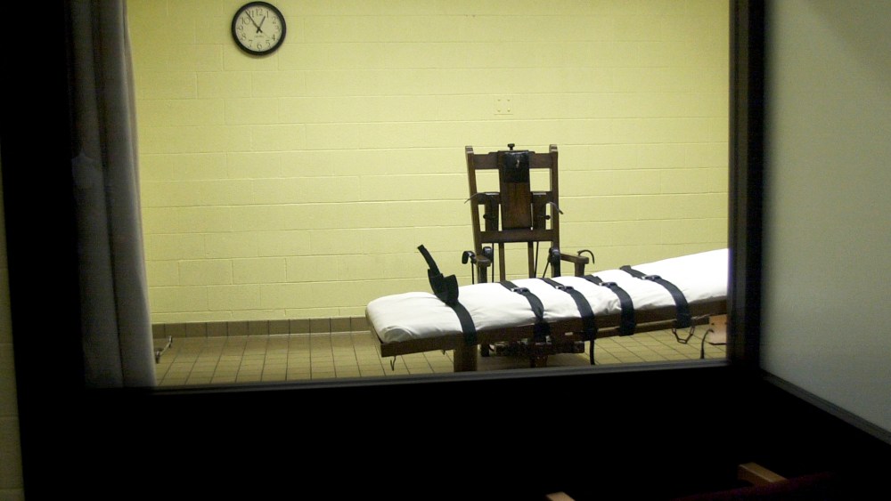 A view of the death chamber at the Southern Ohio Correctional Facility.