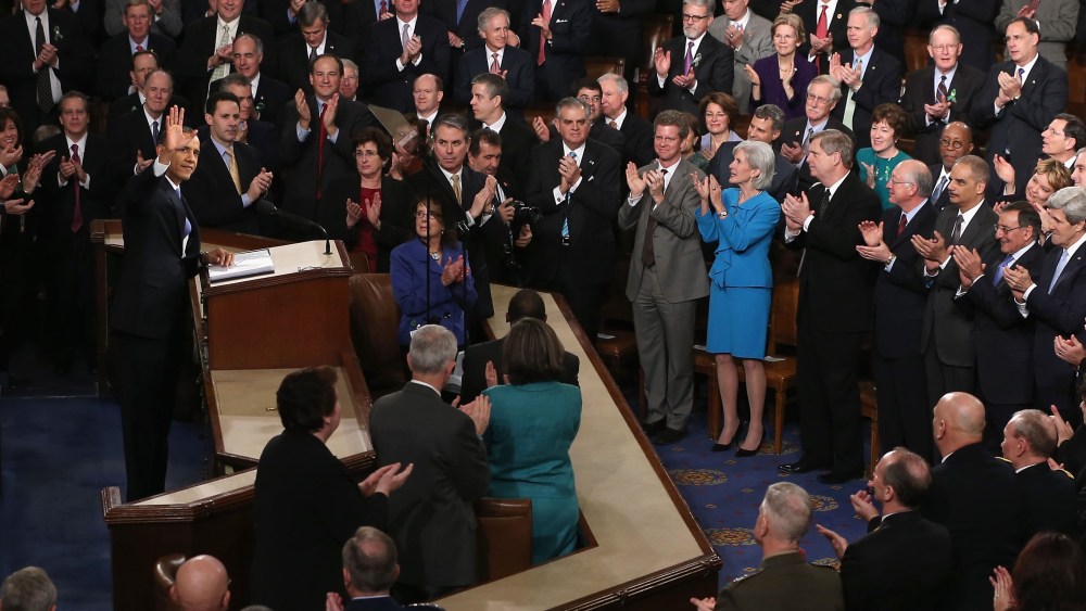 U.S. President Barack Obama delivers his State of the Union speech before a joint session of Congress at the U.S. Capitol February 12, 2013 in Washington, DC. (Photo by Alex Wong/Getty Images)