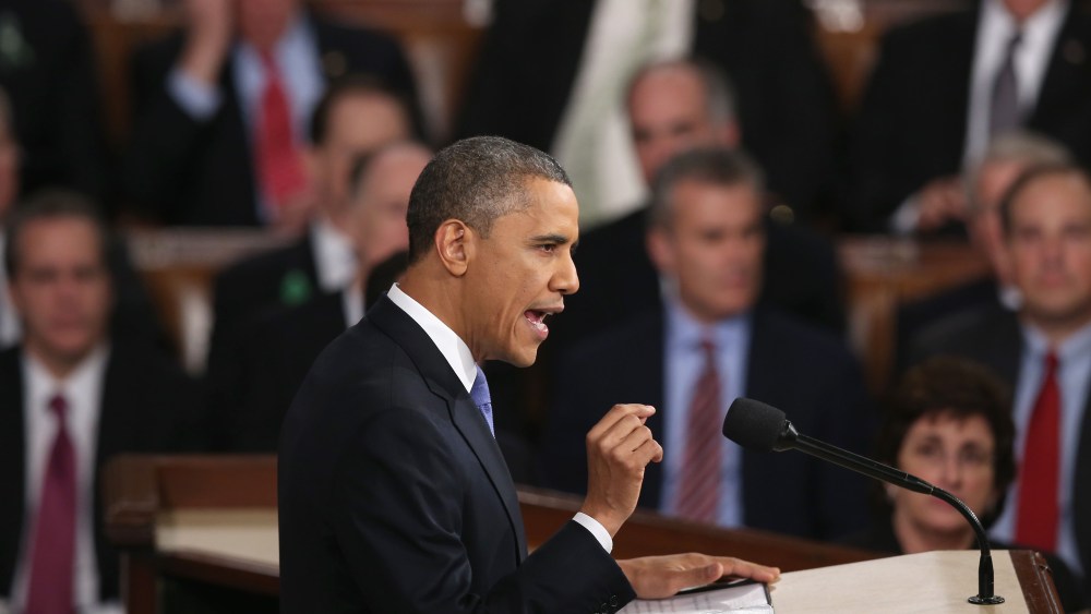 U.S. President Barack Obama delivers his State of the Union speech before a joint session of Congress at the U.S. Capitol February 12, 2013 in Washington, DC. Facing a divided Congress, Obama focused his speech on new initiatives designed to stimulate...