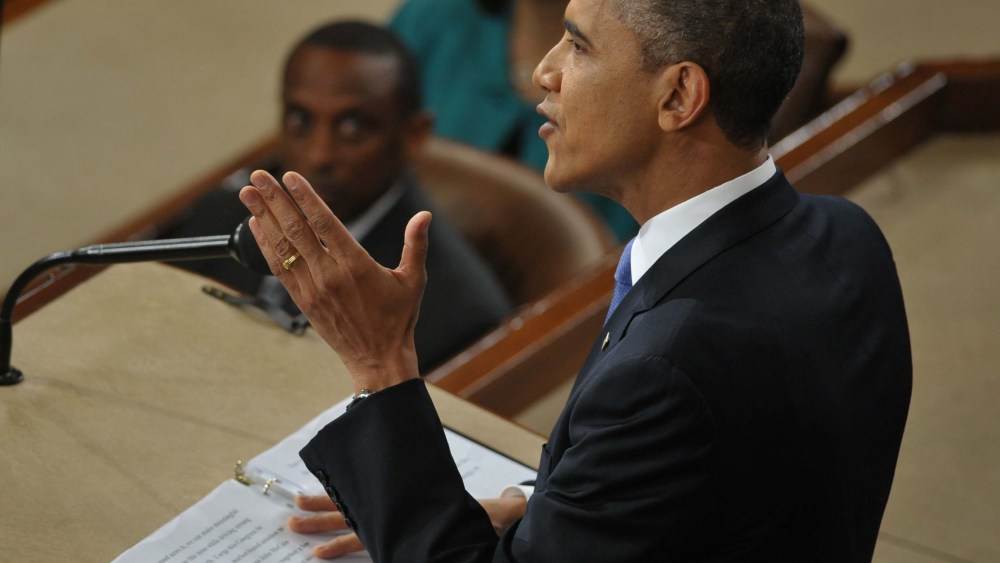 US President Barack Obama delivers his State of the Union address before a joint session of Congress on February 12, 2013 at the US Capitol in Washington. (Photo by Mandel Ngan/AFP/Getty Images)