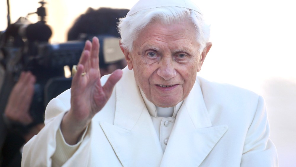 Pope Benedict XVI waves to the faithful as he arrives  in St Peter's Square for his final general audience on February 27, 2013 in Vatican City, Vatican. The Pontiff attended his last weekly public audience before stepping down tomorrow. Pope Benedict...
