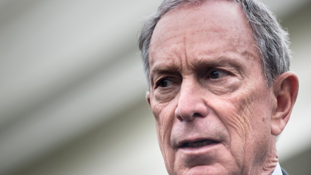 File photo: New York City Mayor Michael Bloomberg speaks to reporters outside the West Wing of the White House after a meeting on February 27, 2013. (Photo by Brendan Smialowski/AFP/Getty Images)
