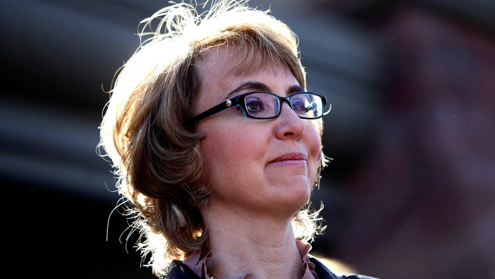 Former Rep. Gabby Giffords attends a news conference outside Safeway grocery store where they asked Congress to provide stricter gun control in the United States, March 6, 2013 in Tucson, Ariz.