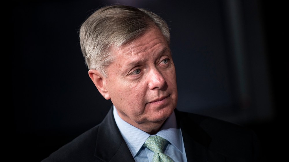 Senator Lindsey Graham (R-SC) listens during a press conference on Capitol Hill March 7, 2013 in Washington, D.C.