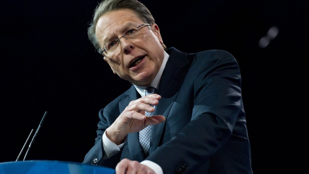 National Rifle Association (NRA) CEO Wayne LaPierre speaks at the Conservative Political Action Conference (CPAC) in National Harbor, Maryland, on March 15, 2013.  (Photo by Nicholas Kamm/AFP/Getty Images)