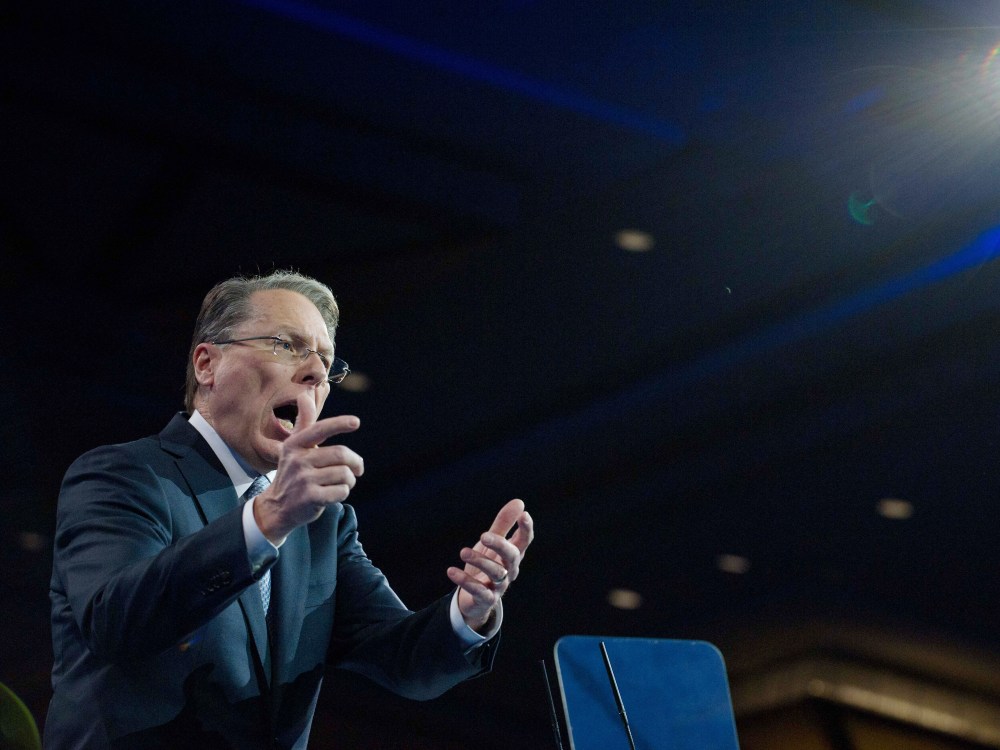 National Rifle Association (NRA) CEO Wayne LaPierre speaks at the Conservative Political Action Conference (CPAC) in National Harbor, Maryland, on March 15, 2013.  (Photo by Nicholas Kamm/AFP/Getty Images)