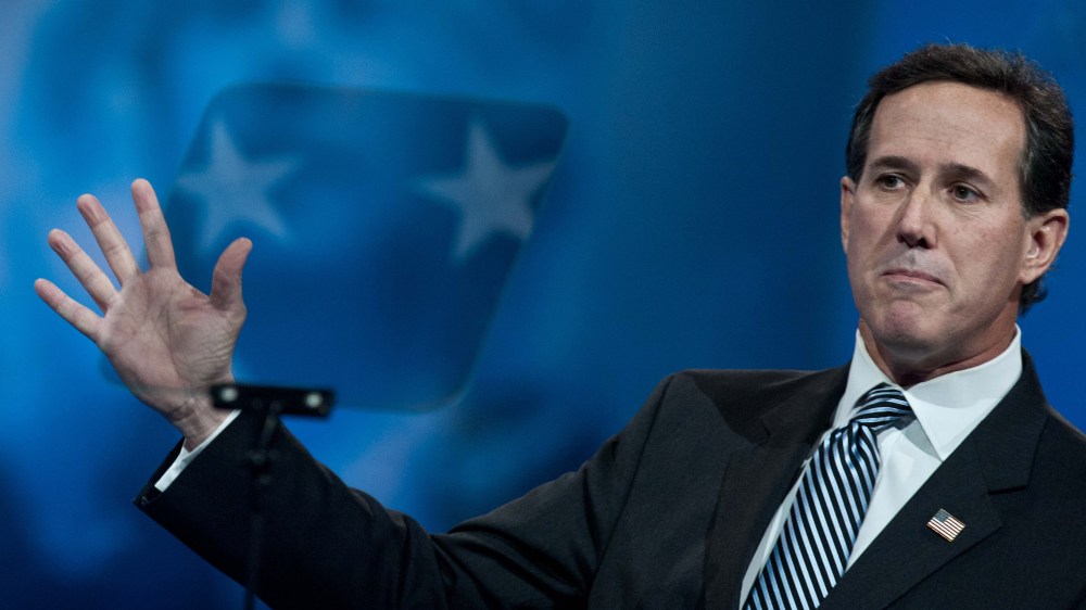 Former US Republican Senator from Pennsylvania Rick Santorum speaks at the Conservative Political Action Conference (CPAC) in National Harbor, Maryland, on March 15, 2013.