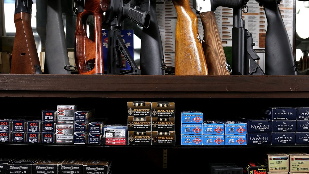 Boxes of ammunition sit on the shelf at Sportsmans Arms on April 2, 2013 in Petaluma, Calif.