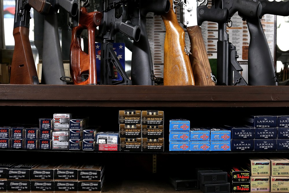 Boxes of ammunition sit on the shelf at Sportsmans Arms on April 2, 2013 in Petaluma, Calif.
