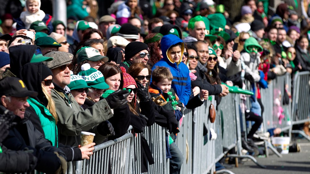 The crowd watches the Annual St. Patricks Day Parade in Boston, Mass., March 17, 2013.
