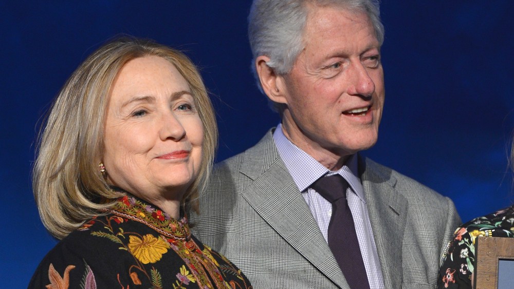 Former president Bill Clinton and former Secretary of State Hillary Clinton attend SeriousFun Children's Network event honoring Liz Robbins with celebrity guests at Pier Sixty at Chelsea Piers on April 4, 2013 in New York City.  (Photo by Larry Busacca...