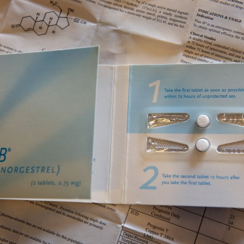 This photo illustration shows a package of Plan B contraceptive on April 5, 2013. (Photo illustration by Scott Olson/Getty Images)