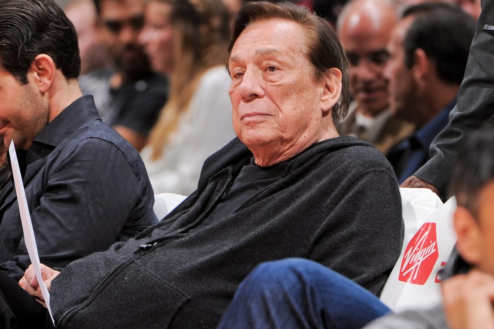 Donald Sterling, owner of the Los Angeles Clippers, looks on as his team plays against the Minnesota Timberwolves at Staples Center on April 10, 2013 in Los Angeles, Calif.