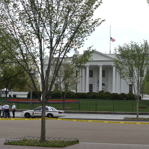 Members of US Secret Service Uniformed Division secure an area in front of White House in Washington, DC, on April 17, 2013 as a part of tightened security following the Boston marathon bomb blasts. A letter addressed to US President Barack Obama has...