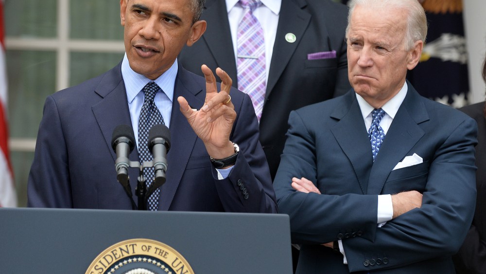 US President Barack Obama (L) is accompanied by vice president Joe Biden (C) and family members of Newtown school shooting victims during a press conference at the Rose Garden of the White House in Washington, DC, on April 17, 2013. Obama slammed what...