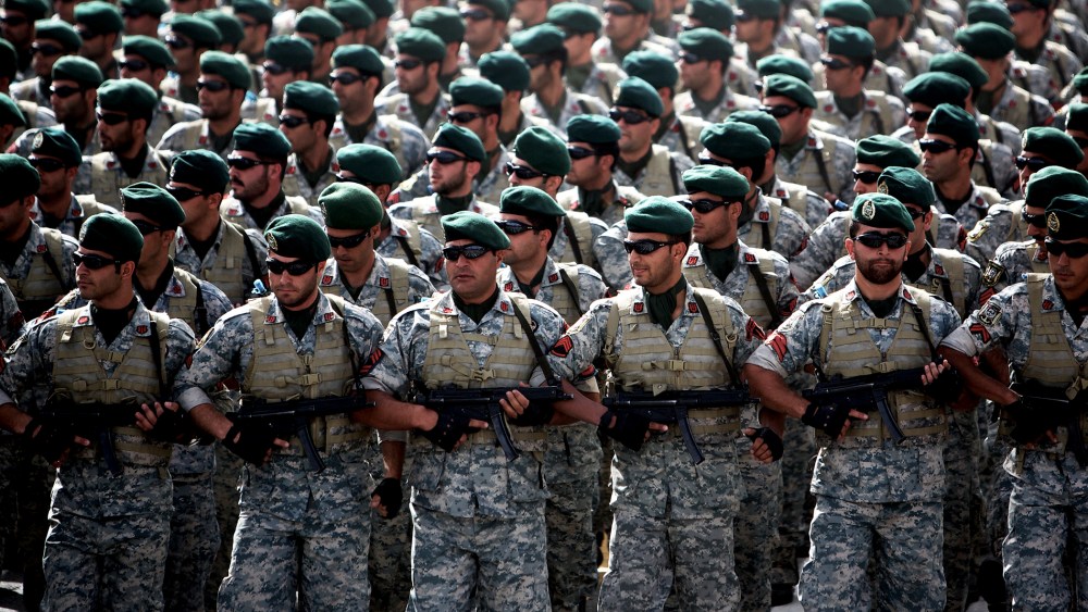 Iranian army's special forces march during the Army Day parade in Tehran, April 18, 2013.